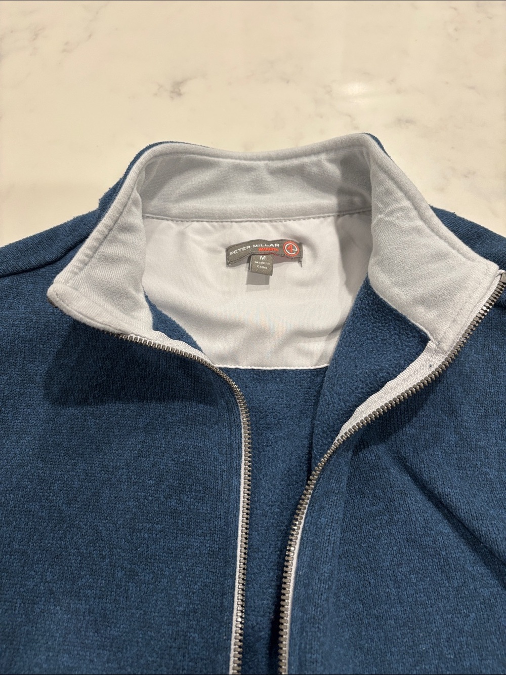 Peter Millar Blue Full Zip-Up Sweater-Vest, Medium, Blue
